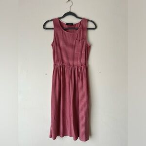 Red Striped Midi Sleeveless Dress